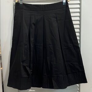 Ann Taylor Cotton blend black circle skirt pleated with stitching detail at hem